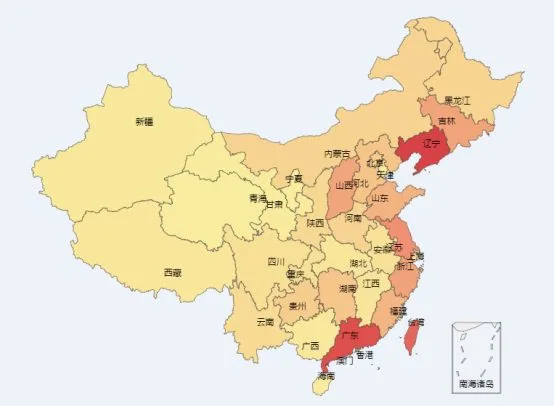国内各省区网络视频监控设备分布情况